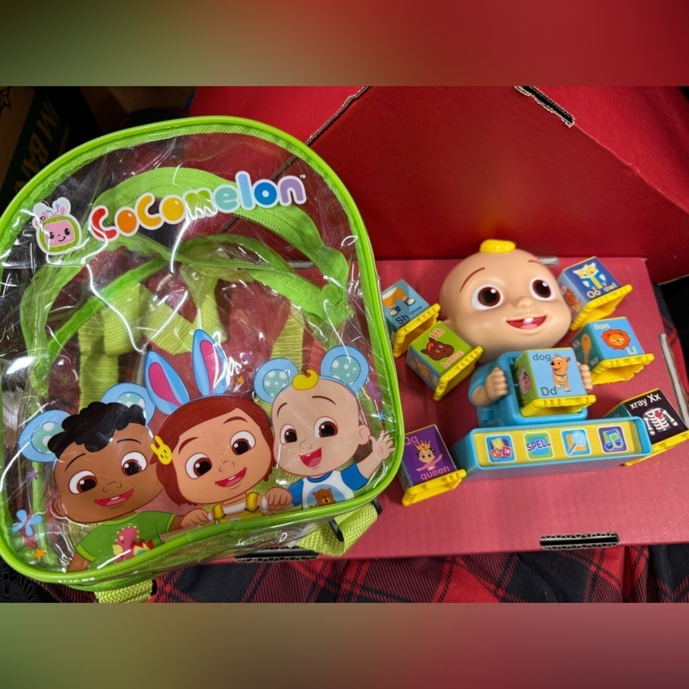 CocoMelon Clear Backpack & JJ Interactive Phonics Toy Set